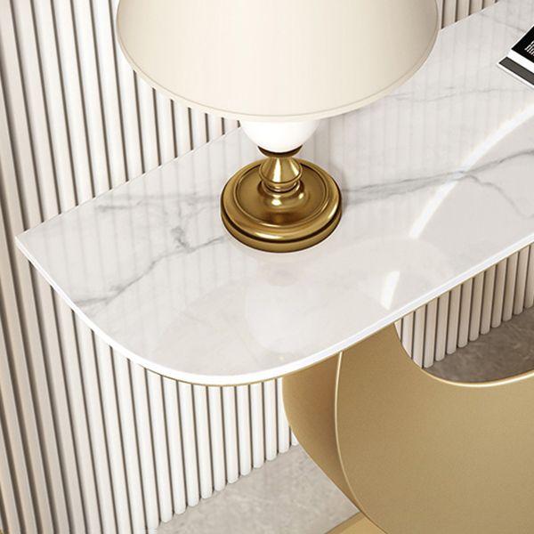 Stone Half Moon Accent Table 1-shelf 11.81" Wide Console Table for Hall Clearhalo 'Console Tables' 'console_tables' 'Entry & Mudroom Furniture' 'furn' 'furn_console_tables' 'Furniture' 1200x1200_7b27d217-8dae-4feb-bc63-54bbcca8a956