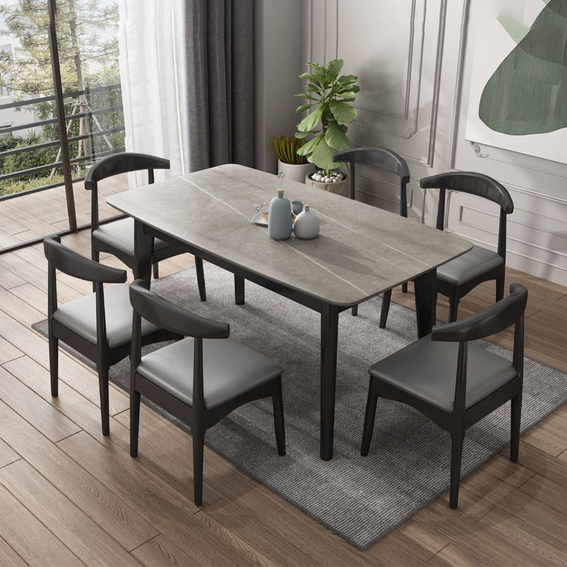Stone Rectangle Dining Table Mid-Century Modern Dining Table with 4 Legs Clearhalo 'Dining Tables & Seating' 'Dining Tables' 'dining_table' 'furn' 'furn_dining_table' 'Furniture' 'furniture_dining_table' 'Kitchen & Dining Furniture' 'kitchen' 'kitchen_dining_table' 1200x1200_7b2b5fcd-a9b2-4239-a5ed-060887016cf4