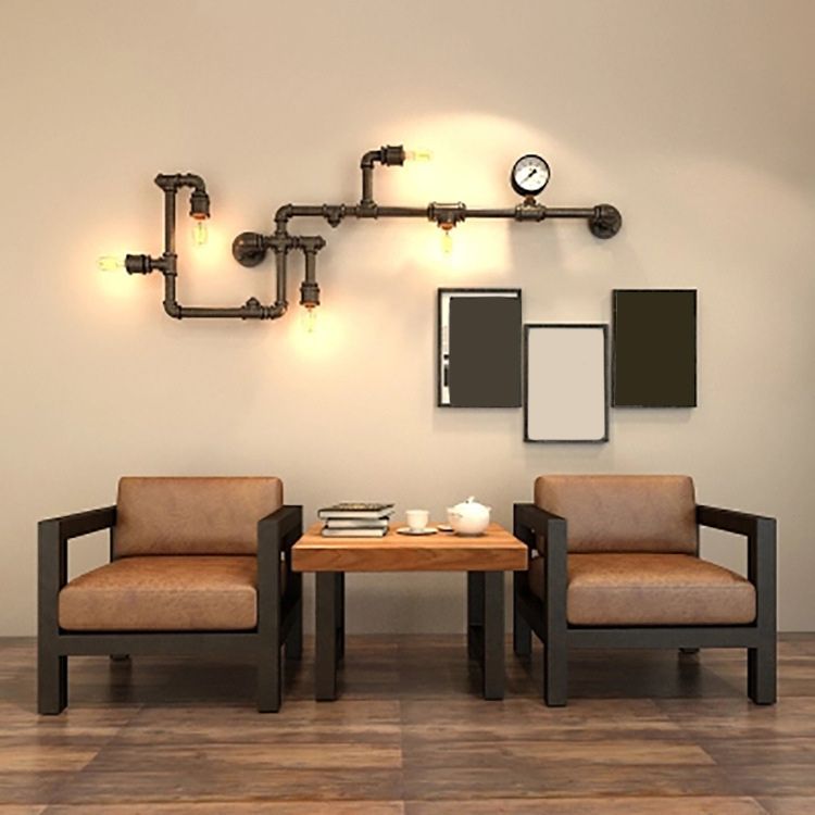 Divano in pelle marrone contemporanea con piazza nera in ferro per appartamento