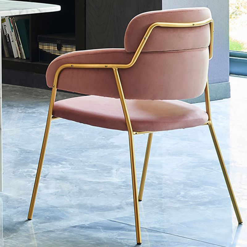 Glam Upholstered Arm Chair Velvet Open Back Dining Chair with Gold Legs