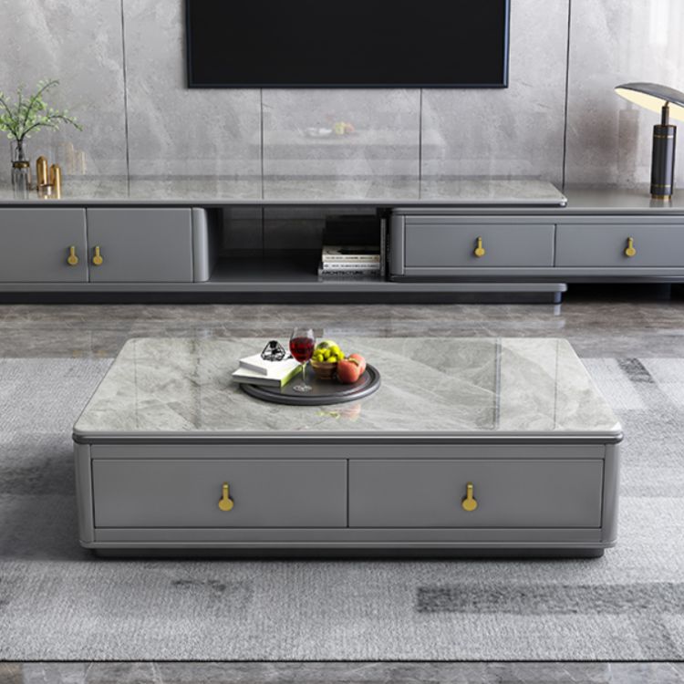 Stone Rectangular Coffee Table with Drawers 15.75" H 1 Single Cocktail Table Clearhalo 'Coffee & Accent Tables' 'Coffee Tables' 'coffee_tables' 'furn' 'furn_coffee_tables' 'Furniture' 'Living Room Furniture' 1200x1200_7b2cfe97-bb1d-4c61-96f8-b3667cbbb7c1