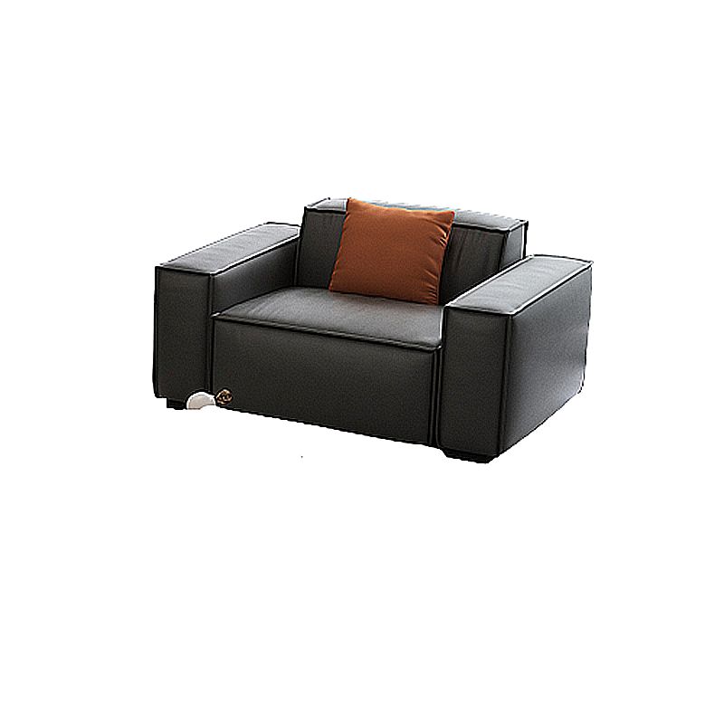 Sewn Pillow Back Settee Square Arm Sofa Couch in Black for Living Room Clearhalo 'furn' 'furn_sofas' 'Furniture' 'furniture_sofas' 'Living Room Furniture' 'Sofa' 'sofas' 1200x1200_7b2e7231-b327-4623-be48-d5cf3291e5c2