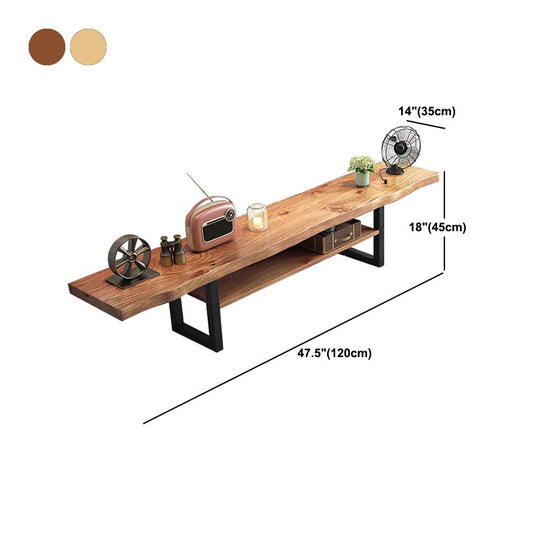 Pine Wood Wood 1-Shelf TV Stand industriale a 2 livelli da 17,72 "H TV