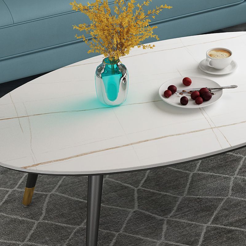 Elliptical Stone Top Cocktail Table 4 Legs 1 Single Coffee Table Clearhalo 'Coffee & Accent Tables' 'Coffee Tables' 'coffee_tables' 'furn' 'furn_coffee_tables' 'Furniture' 'Living Room Furniture' 1200x1200_7b2f897f-845a-4db1-96c4-22c8dfcda2ce
