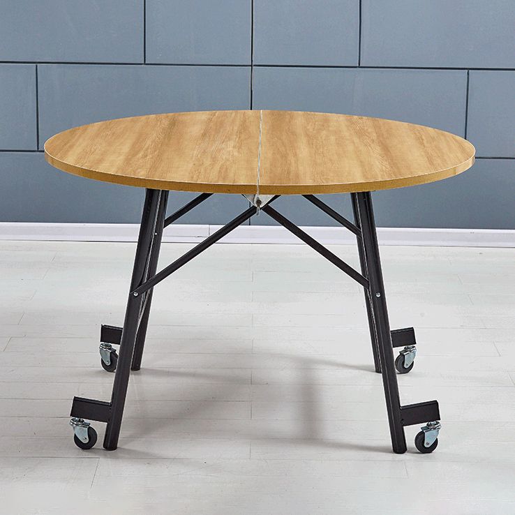 Mid-Century MDF Kitchen Dining Table Round Shape Standard Dining Table with Double Pedestal Base Clearhalo ' dining_table' 'Dining Tables & Seating' 'Dining Tables' 'furn' 'furn_dining_table' 'Furniture' 'furniture_dining_table' 'Kitchen & Dining Furniture' 'kitchen&dining_furn' 'kitchen' 'kitchen_dining_table' 1200x1200_7b3048c4-ff1b-4cf5-b03a-e95f4fc659a7