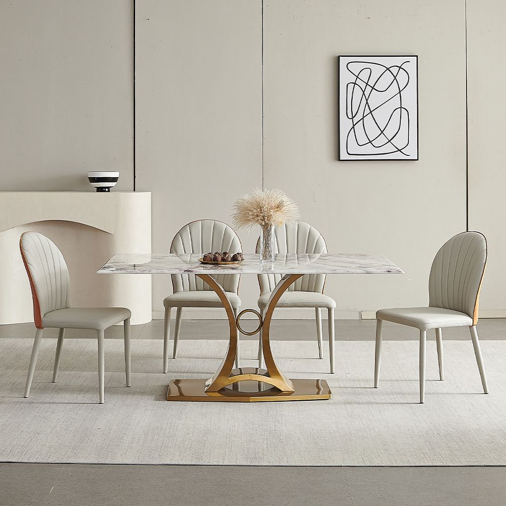 Glam Style Rectangle Table Sintered Stone Dining Table with Metal Legs Clearhalo 'Dining Tables & Seating' 'Dining Tables' 'dining_table' 'furn' 'furn_dining_table' 'Furniture' 'Kitchen & Dining Furniture' 1200x1200_7b318e2f-1f2a-4854-983b-dd600fb3ba60