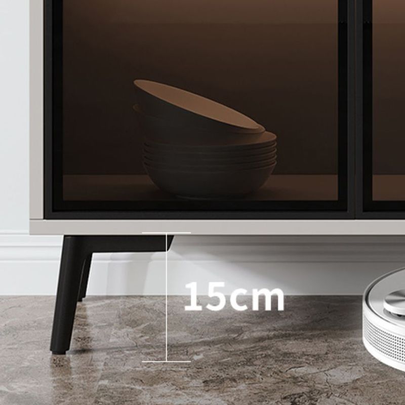 Glass Door Stone Buffet Sideboard Contemporary Style Credenza with LED Lights Clearhalo 'buffet_sideboard' 'Buffets & Sideboards' 'furn' 'furn_buffet_sideboard' 'Furniture' 'Kitchen & Dining Furniture' 1200x1200_7b31dad4-31c2-4cb3-b2f8-f5727440277c