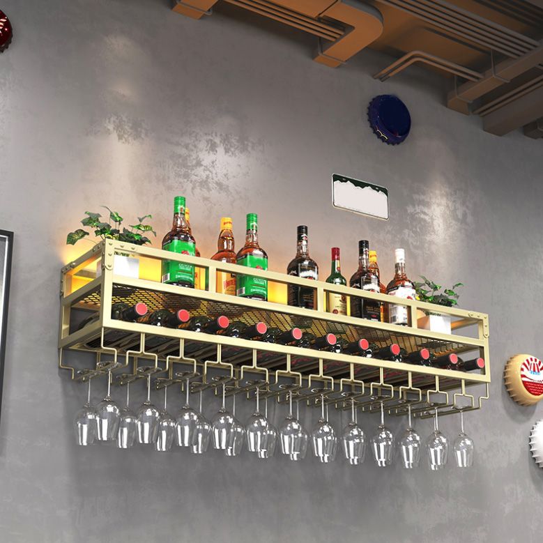 Metal Modern Wine Holder Rack Wall Mounted Wine Bottle & Glass Rack with Stemware Holder Clearhalo 'furn' 'furn_wine_racks' 'Furniture' 'Kitchen & Dining Furniture' 'Wine Racks' 'wine_racks' 1200x1200_7b323ce5-7451-4dd9-8efb-719e32da8100