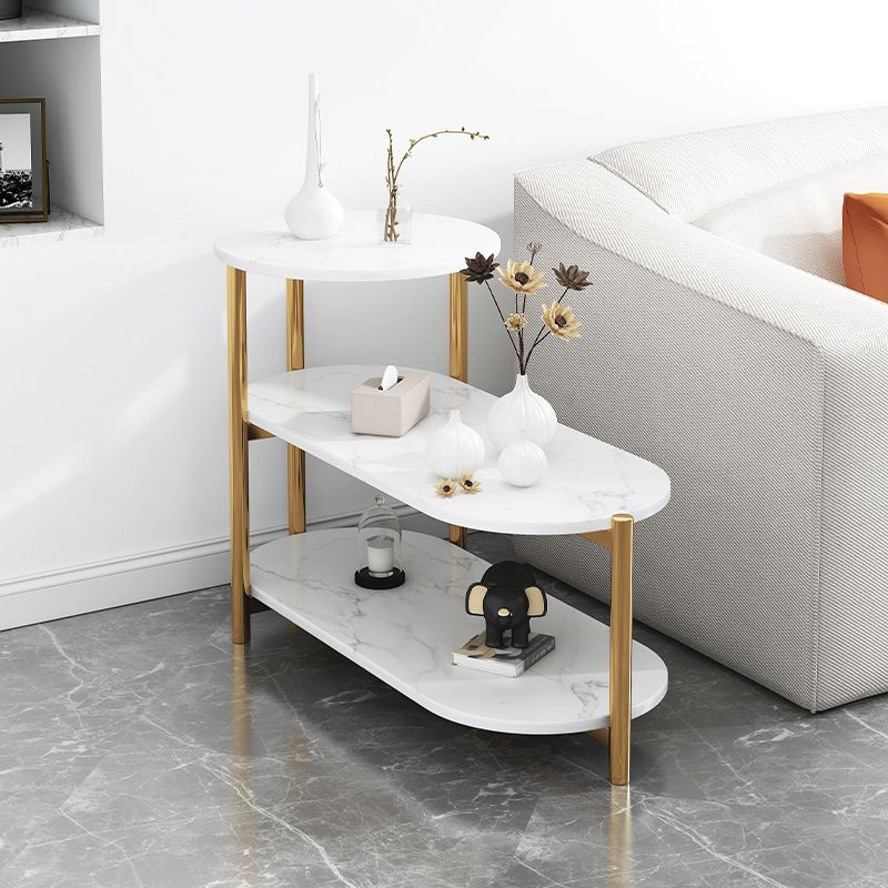 Glam Metal Side Table with Shelves Geometric Stone Top Accent Side Table Clearhalo 'Coffee & Accent Tables' 'End & Side Tables' 'end_side_tables' 'furn' 'furn_end_side_tables' 'Furniture' 'Living Room Furniture' 1200x1200_7b32854e-5202-4d92-85c2-f44eb53f2e60