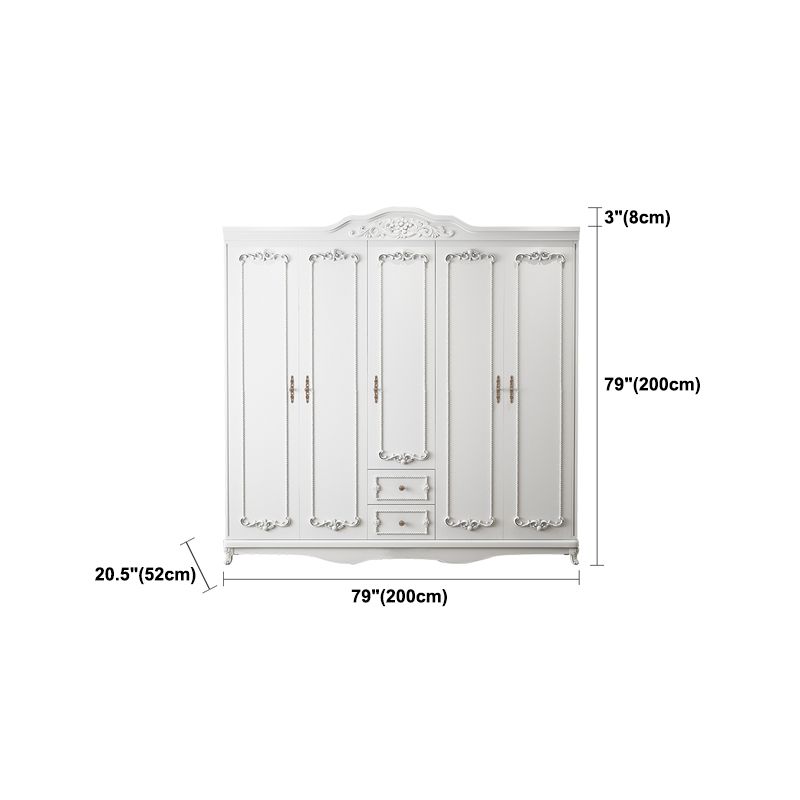 French Country White Wardrobe for Bedroom Manufactured Wood Cabinet with Drawers Clearhalo 'Armoires & Wardrobes' 'armoires_wardrobes' 'Bedroom Furniture' 'furn' 'furn_armoires_wardrobes' 'Furniture' 1200x1200_7b329be6-c8e7-4669-9de7-b46ef57544b0