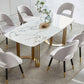 Glam Style Stone Table Dining Rectangle Table with Metal Legs for Home Use Clearhalo 'Dining Tables & Seating' 'Dining Tables' 'dining_table' 'furn' 'furn_dining_table' 'Furniture' 'Kitchen & Dining Furniture' 1200x1200_7b355e26-3c62-45c1-a820-a07cb70c808a