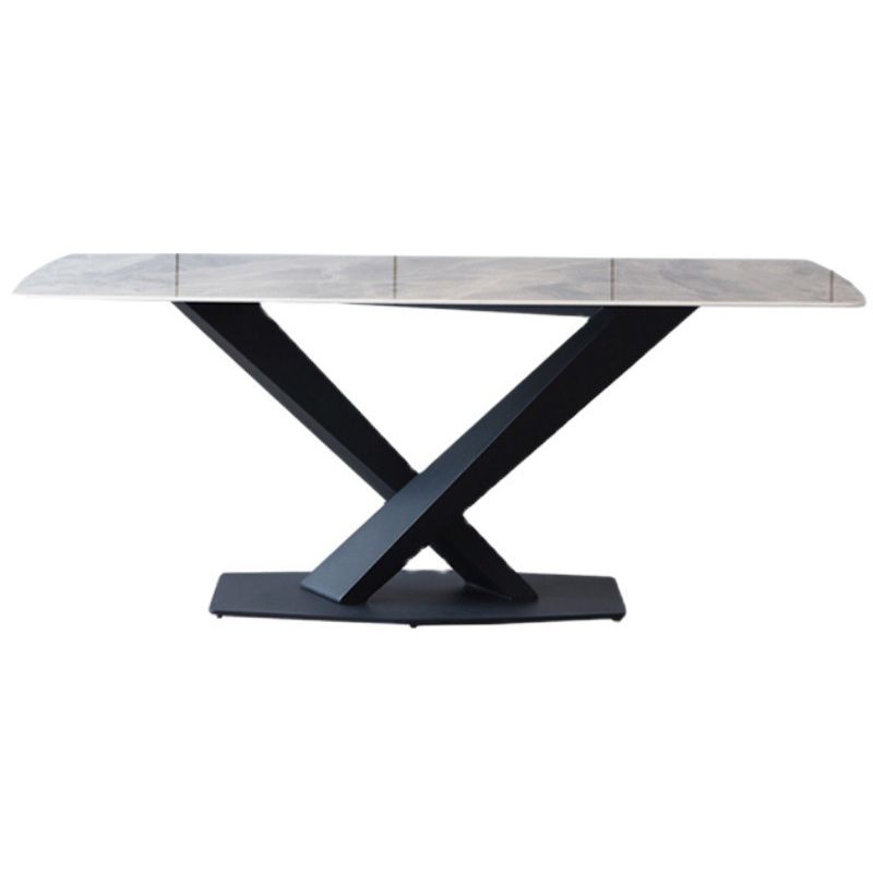 Modern Style Sintered Stone Dining Table Gray Rectangle Table with Pedestal Clearhalo ' dining_table' 'Dining Tables & Seating' 'Dining Tables' 'Furniture' 'furniture_dining_table' 'Kitchen & Dining Furniture' 'kitchen&dining_furn' 'kitchen' 'kitchen_dining_table' 1200x1200_7b356ef4-75ae-418c-88cb-24be72988c4a