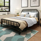 Metal Open-Frame Bed Scooped Solid Color Slat Bed with Custom Gold Leg Clearhalo 'Bedroom Furniture' 'Beds' 'furn' 'furn_beds' 'Furniture' 1200x1200_7b358e4d-d99a-4217-bb14-35ea2615ebaf