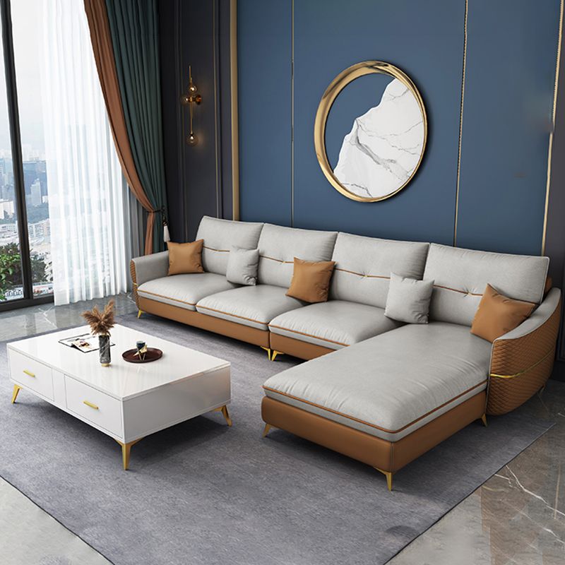 37.4 "H Faux Leather Flar La Vared Arm Sofa & Chaise for Living Room