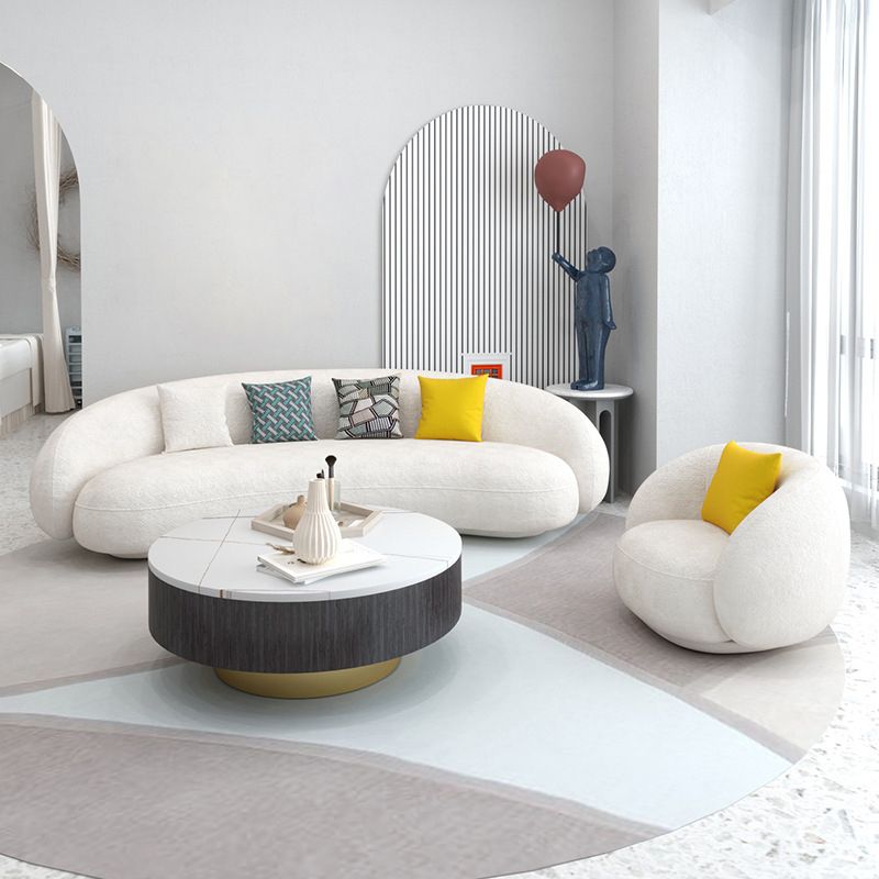 23.62" High Sloped Arm Sofa with 4 Pillows Wool Sofa in White Clearhalo 'furn' 'furn_sofas' 'Furniture' 'Living Room Furniture' 'Sofa' 'sofas' 1200x1200_7b38623e-4c3a-4e1f-8e5b-1c613a2bc640