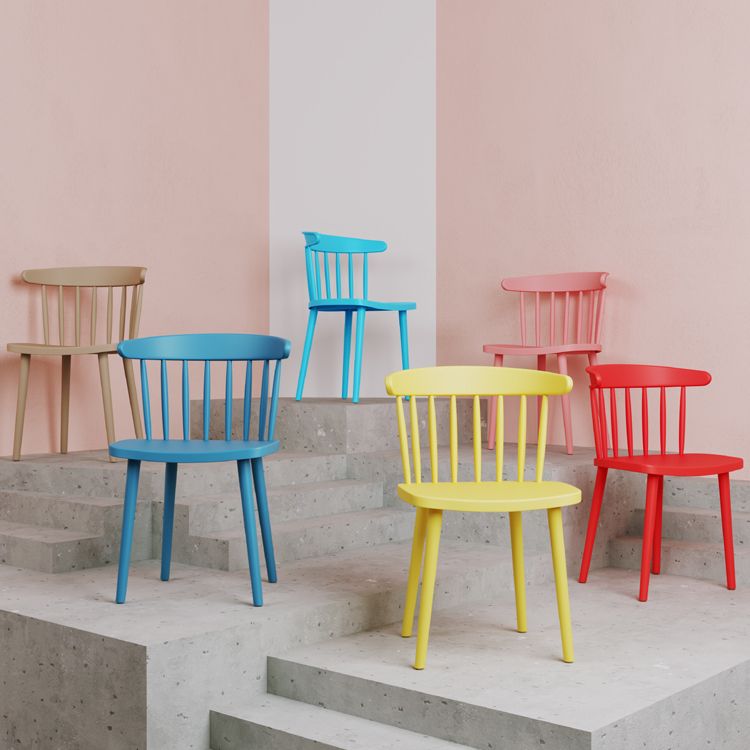 Contemporary Plastic Armless Chair Windsor Back Side Chair for Home Use Clearhalo ' kitchen&dining_furn' 'Dining Chairs' 'Dining Tables & Seating' 'dining_chair' 'furn' 'furn_dining_chair' 'Furniture' 'furniture_dining_chair' 'Kitchen & Dining Furniture' 'kitchen' 1200x1200_7b3a934d-6318-43f1-baab-96dc3294ff14