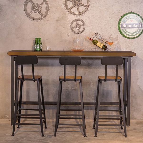 Tavolo da pranzo in legno in legno tavolo da barregle industriale con cavalletto per il negozio di tè al latte
