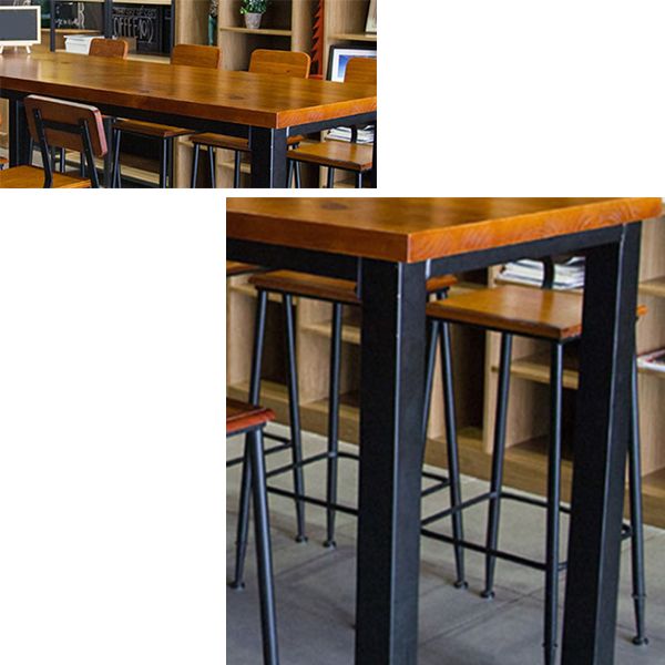 Destina di bistrot in stile industriale tavolo da pub rettangolo in legno massiccio in marrone