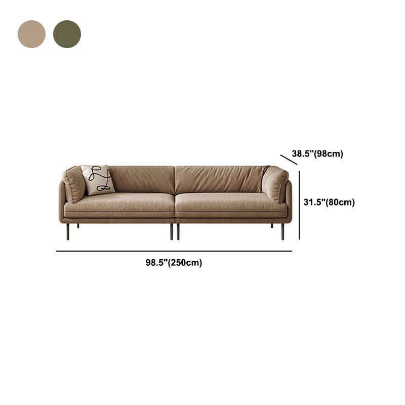 Contemporary Simple Cushions Sofa Tuxedo Arm Faux Leather Seating