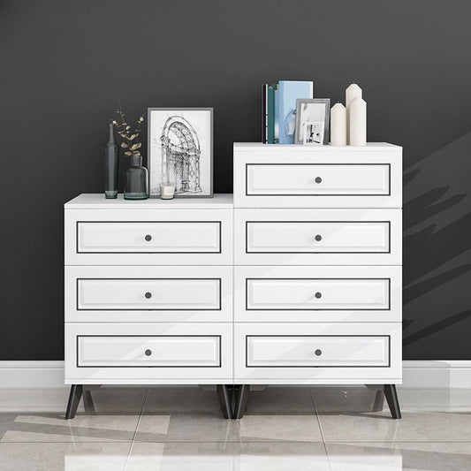 Contemporary Bedroom Storage Chest Wooden Vertical Chest with Drawers