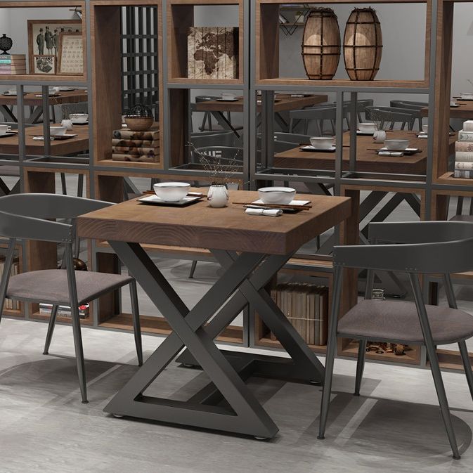 Industrial Square Dining Table Pine Solid Wood Table with Trestle Base Clearhalo ' dining_table' 'Dining Tables & Seating' 'Dining Tables' 'furn' 'furn_dining_table' 'Furniture' 'furniture_dining_table' 'Kitchen & Dining Furniture' 'kitchen&dining_furn' 'kitchen' 'kitchen_dining_table' 1200x1200_7b4163c4-d91e-44a2-b209-0f47bc34c949