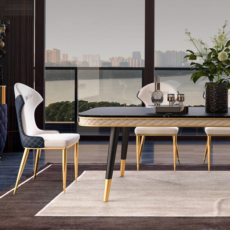 Traditional Luxury Rectangle Dining Table Sintered Stone Table with 4 Legs Clearhalo ' dining_table' 'Dining Tables & Seating' 'Dining Tables' 'furn' 'furn_dining_table' 'Furniture' 'furniture_dining_table' 'Kitchen & Dining Furniture' 'kitchen&dining_furn' 'kitchen' 'kitchen_dining_table' 1200x1200_7b41bf42-f7d5-461f-88b3-1f41aba0cce0