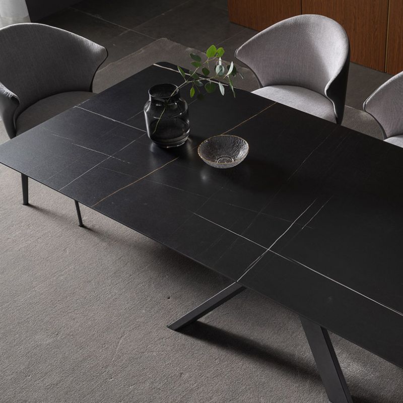 Modern Style Black Sintered Stone Dining Table Set Rectangle 1/4/5 Pieces Dining Set Clearhalo 'Dining Room Sets' 'Dining Tables & Seating' 'dining_room_set' 'furn' 'furn_dining_room_set' 'Furniture' 'Kitchen & Dining Furniture' 1200x1200_7b445f05-0e0c-4910-b78e-05788612266c