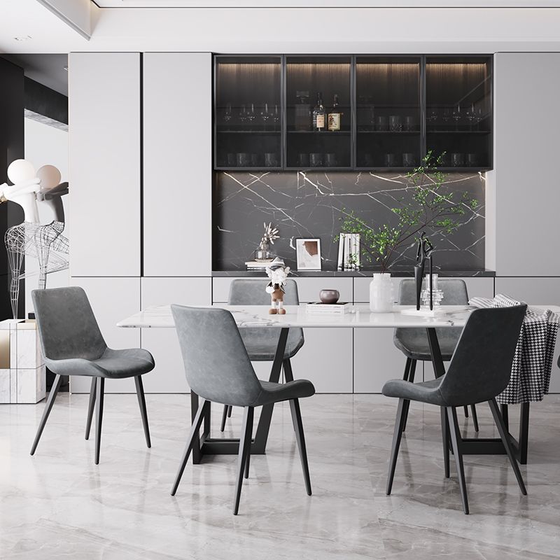 Scandinavian Style Leather Dining Chair Solid Back Single Arm Dining Chair for Home Clearhalo ' kitchen&dining_furn' 'Dining Chairs' 'Dining Tables & Seating' 'dining_chair' 'furn' 'furn_dining_chair' 'Furniture' 'furniture_dining_chair' 'Kitchen & Dining Furniture' 'kitchen' 1200x1200_7b4492b7-b3b6-40dd-91b5-aa4e173ce824