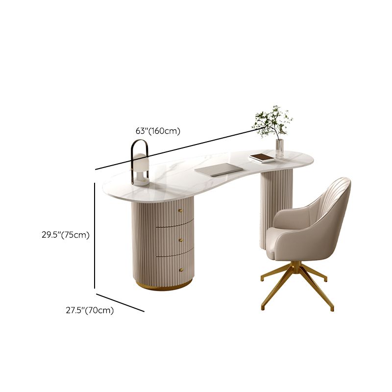 Contemporary Writing Desk Stone 29.53" Tall Office Desk with 3 Drawers Clearhalo 'furn' 'furn_office_desk' 'Furniture' 'Office Desks' 'Office Furniture' 'office_desk' 1200x1200_7b45007e-1e86-4739-804f-f4642fe3f17c