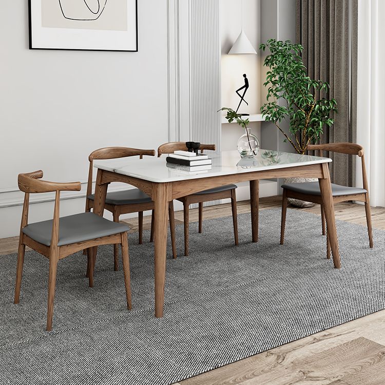 Medieval Modern Sintered Stone Table Kitchen Rectangle White Top Table with 4 Wood Legs Clearhalo ' dining_table' 'Dining Tables & Seating' 'Dining Tables' 'furn' 'furn_dining_table' 'Furniture' 'furniture_dining_table' 'Kitchen & Dining Furniture' 'kitchen&dining_furn' 'kitchen' 'kitchen_dining_table' 1200x1200_7b474277-5317-40a5-944b-86027f1df4a4