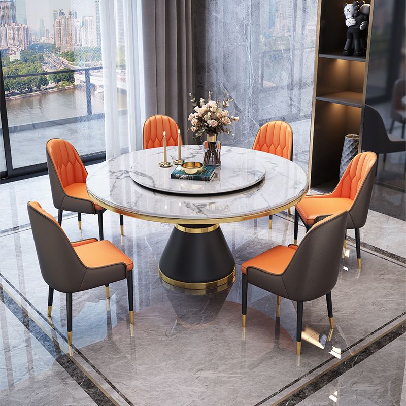 Marble Dining Table Contemporary Style Single Pedestal Base Table for Dining Room Clearhalo ' dining_table' 'Dining Tables & Seating' 'Dining Tables' 'furn' 'furn_dining_table' 'Furniture' 'furniture_dining_table' 'Kitchen & Dining Furniture' 'kitchen&dining_furn' 'kitchen' 'kitchen_dining_table' 1200x1200_7b4870a1-5b15-4172-89a6-0219bd5d7ee5