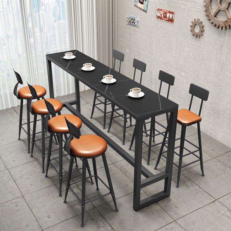 Black Sintered Stone Bar Table Dining Table for Kitchen Living Room Coffee Room Clearhalo 'Bar Furniture' 'Bar Tables' 'bar_tables' 'furn' 'furn_bar_tables' 'Furniture' 'Kitchen & Dining Furniture' 1200x1200_7b4884f6-22e5-4ca1-aa50-a94c08469332
