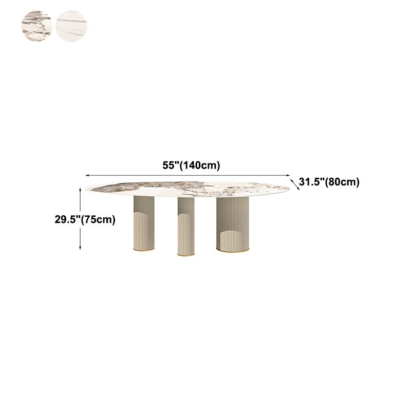 Metal Traditional Luxury Oval Indoor Table Sintered Stone Table with 3 Legs Clearhalo 'Dining Tables & Seating' 'Dining Tables' 'dining_table' 'furn' 'furn_dining_table' 'Furniture' 'furniture_dining_table' 'Kitchen & Dining Furniture' 'kitchen' 'kitchen_dining_table' 1200x1200_7b48b20c-45a2-4022-bbb4-247239871bec