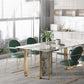 Glam Style Sintered Stone Dining Table Dining Rectangle Table with Metal Legs for Home Use