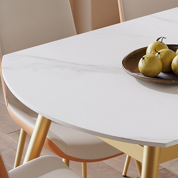 Table de salle à manger extensible moderne avec plateau en pierre et 4 pieds