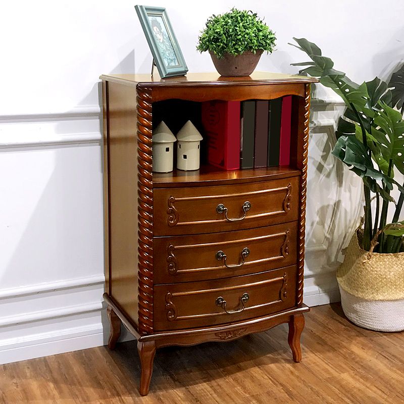 37.4 '"Cofre de madera marrón de alto, gabinete de acento rectangular con cajones