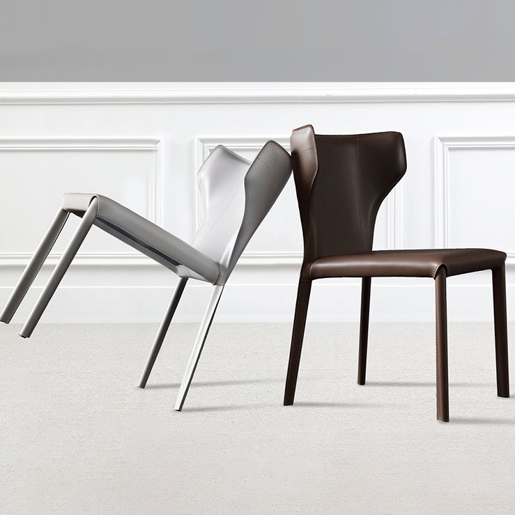 Designer Style Saddle Leather Home Side Chair Matte Finish Wingback Dining Chair (Set of 2) Clearhalo ' kitchen&dining_furn' 'Dining Chairs' 'Dining Tables & Seating' 'dining_chair' 'furn' 'furn_dining_chair' 'Furniture' 'furniture_dining_chair' 'Kitchen & Dining Furniture' 'kitchen' 1200x1200_7b4a61a7-cc8d-4f75-82a7-64bc5abaaf1f