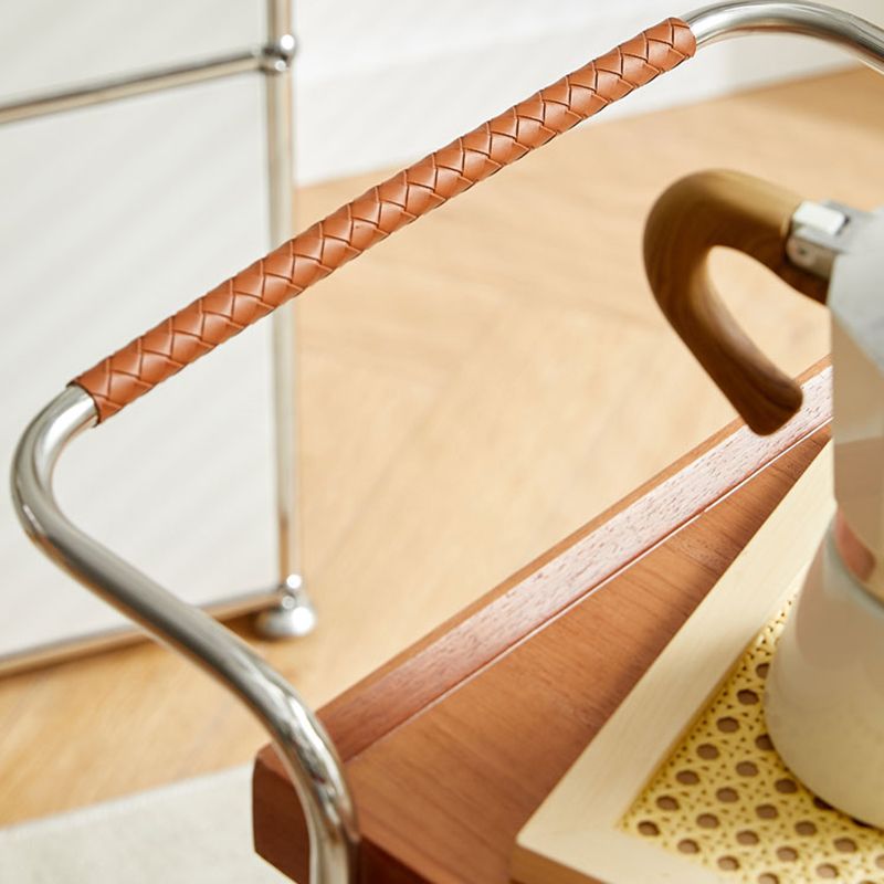 Scandinavian Solid Wood Side Table Tray Top Side End Table with Wheels