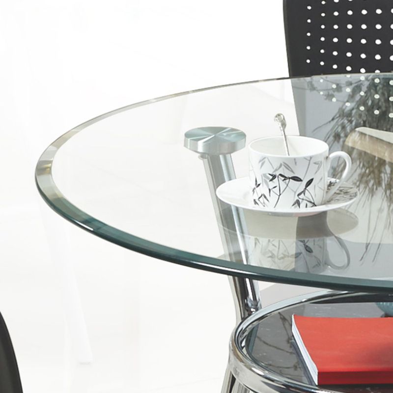 4ピースモダンな丸い焼きガラストップダイニングセット