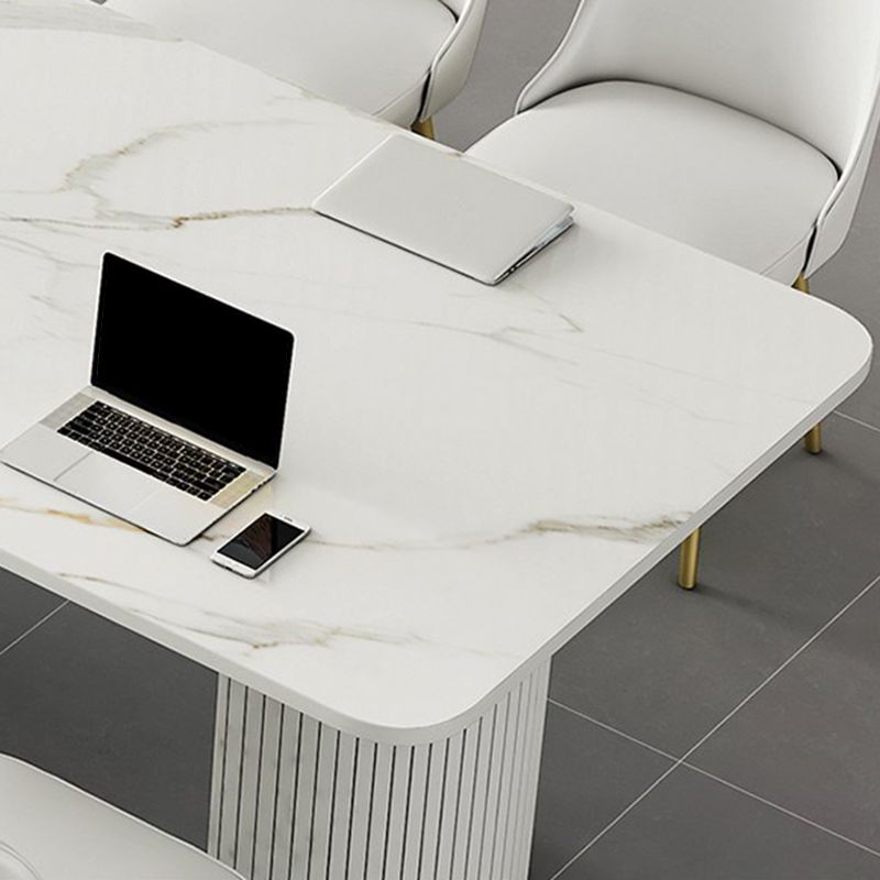 Bureau de tâches en pierre de style moderne Bureau de bureau de forme rectangulaire avec 2 jambes