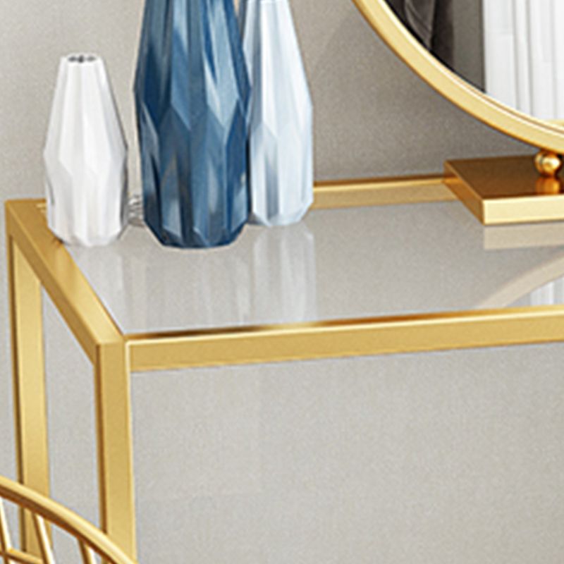 Glam Golden Glass Top Make-up Vanity for Bedroom 29.53" Height