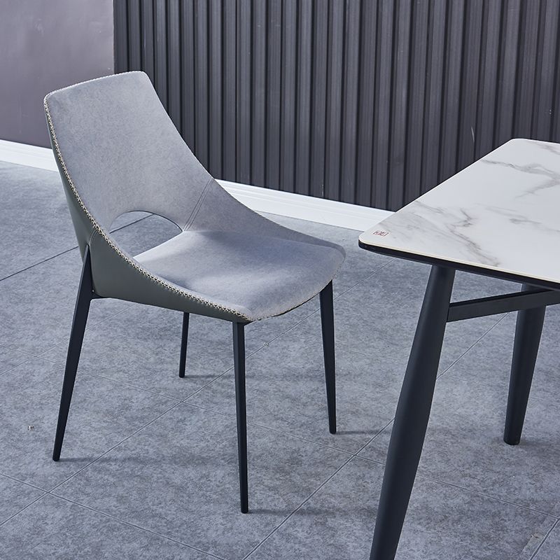 Contemporary Leather Restaurant Side Chair Open Back Dining Chair with Black Legs Clearhalo ' kitchen&dining_furn' 'Dining Chairs' 'Dining Tables & Seating' 'dining_chair' 'furn' 'furn_dining_chair' 'Furniture' 'furniture_dining_chair' 'Kitchen & Dining Furniture' 'kitchen' 1200x1200_7b4fa0df-7efd-4a96-9b69-9b1cb757f6d0