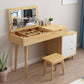 Scandinavische houten ijdelheid set flip-top make-upkapidaal met 4 laden