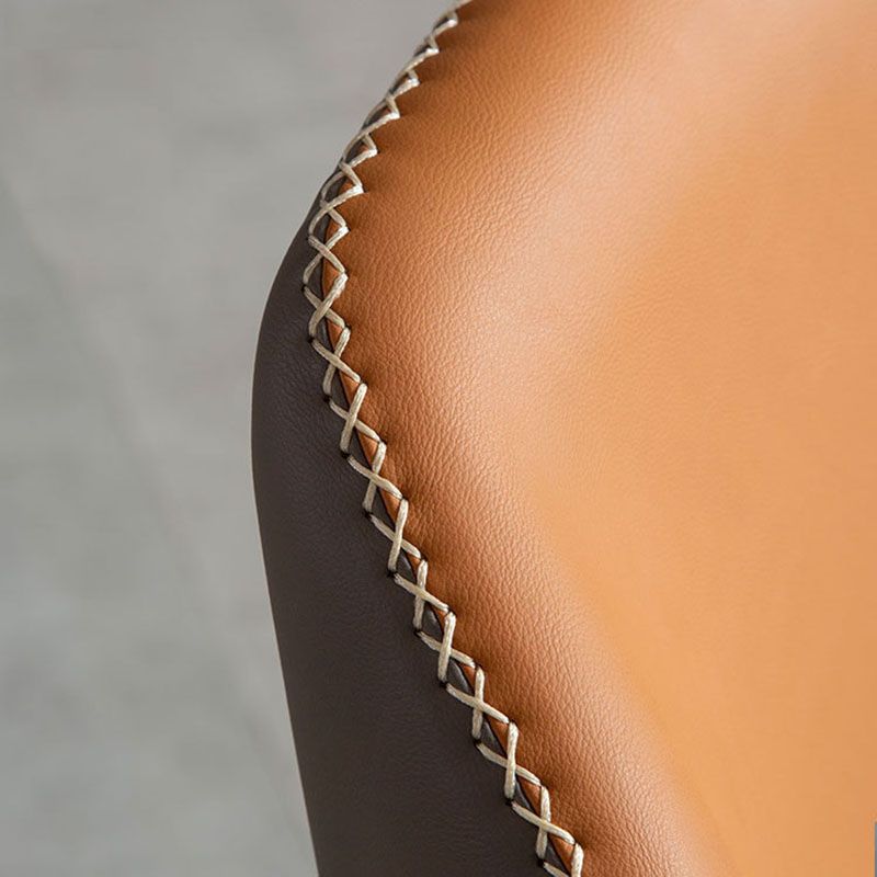 Contemporary Dining Armless Chairs Matte Finish Leather Curved Wingback Side Chair