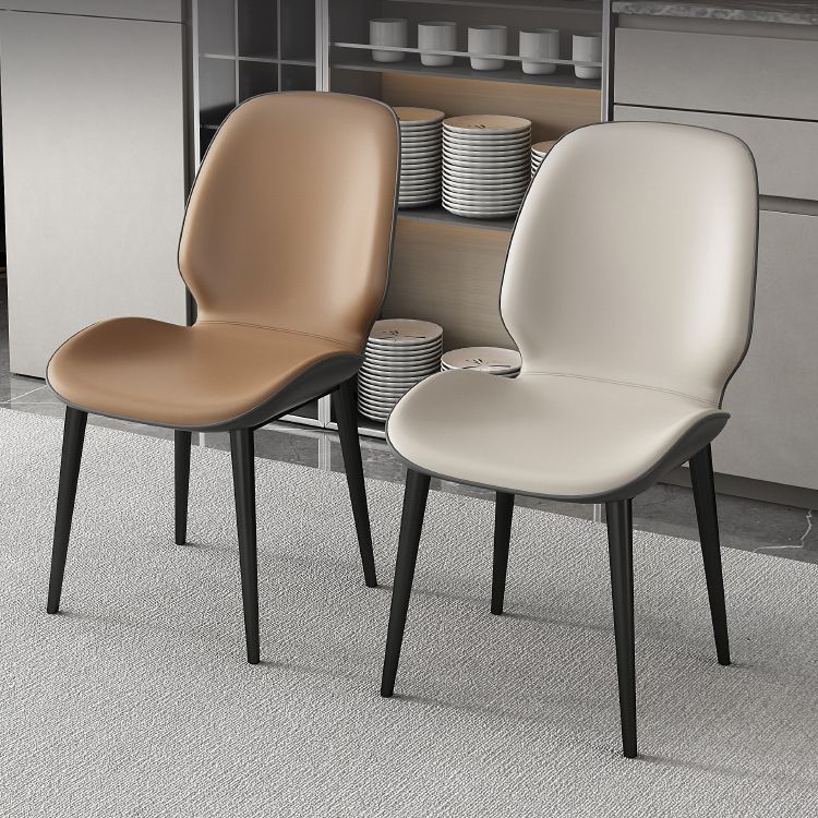 Nordic Style Parsons Dining Chairs Fabric and Faux Leather Chair