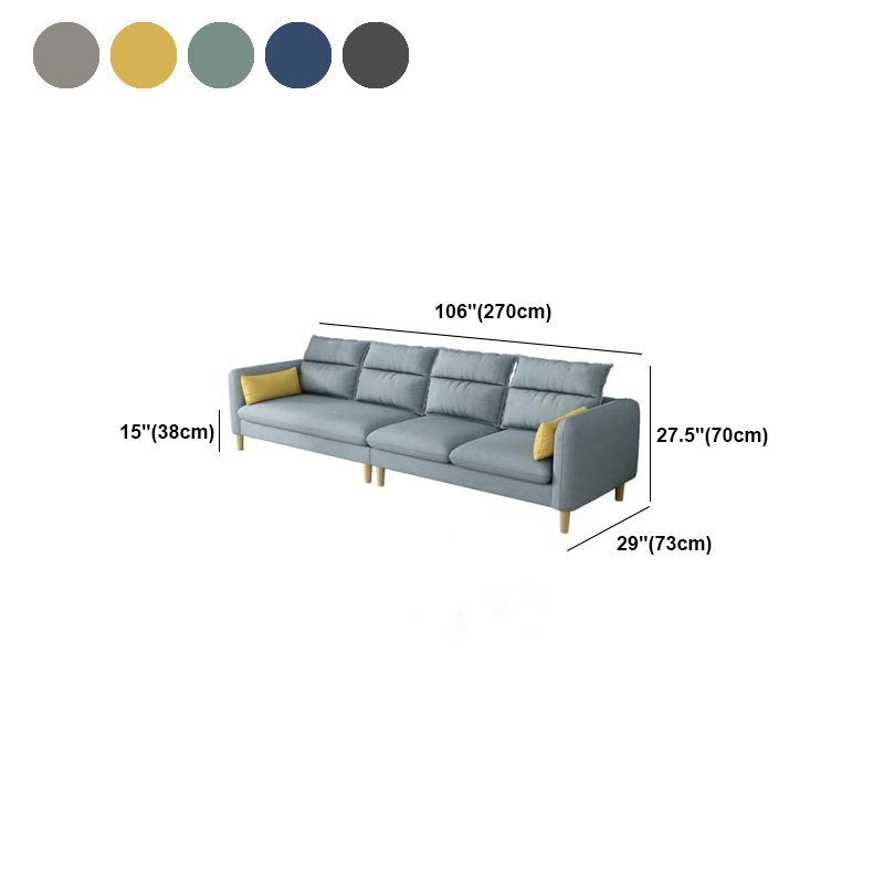 3/4 plazas 27.5 "H Lino Sofá de brazo cuadrado de color sólido para sala de estar