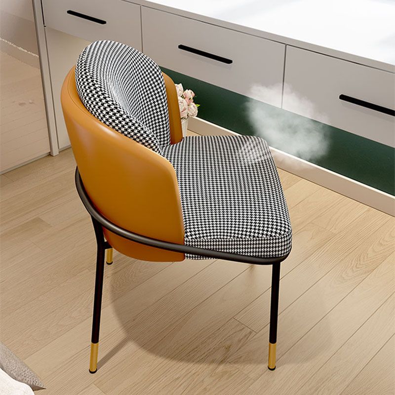 Glam Metal Dining Armless Chair Upholstered Side Chairs for Home Use Clearhalo ' kitchen&dining_furn' 'Dining Chairs' 'Dining Tables & Seating' 'dining_chair' 'furn' 'furn_dining_chair' 'Furniture' 'furniture_dining_chair' 'Kitchen & Dining Furniture' 'kitchen' 1200x1200_7b518a7c-ddf4-49d2-9adc-108ae99171f2