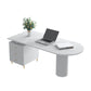 Glam White Office Desk Pedestal Writing Desk with 3 Storage Drawers