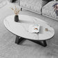 Metal Frame Elliptical Slate Top Coffee Cocktail Table - 17.7" H