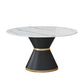 Round Stone Dining Table Black Base Traditional Luxury Dinette Table in White Clearhalo 'Dining Tables & Seating' 'Dining Tables' 'dining_table' 'furn' 'furn_dining_table' 'Furniture' 'furniture_dining_table' 'Kitchen & Dining Furniture' 1200x1200_7b559aff-603a-4ea2-a3fb-3e135c91734a